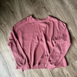 Waffle Knit Long-Sleeve Top